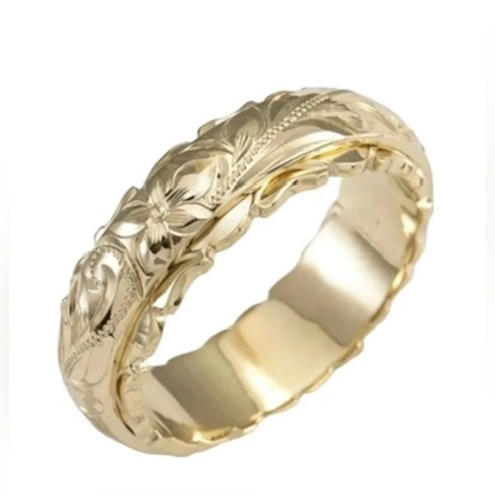 NWT! Beautiful 18 kt Gold Plated Band Wedding Floral 9